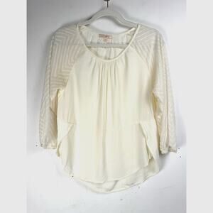 Skies Are Blue Bohemian Preppy Twee Classy Office Work Lightweight Blouse M